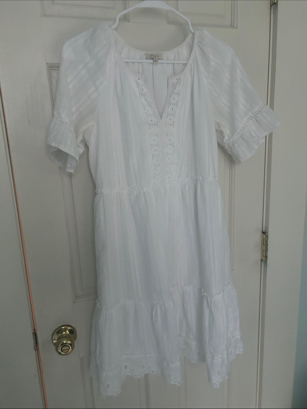 Boho White Eyelet Tiered Mini Dress
